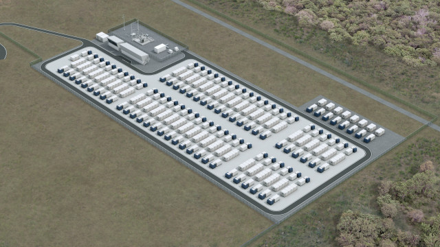 Rendering of artistic rendition of AGL's Torren's Island battery project, Australia..