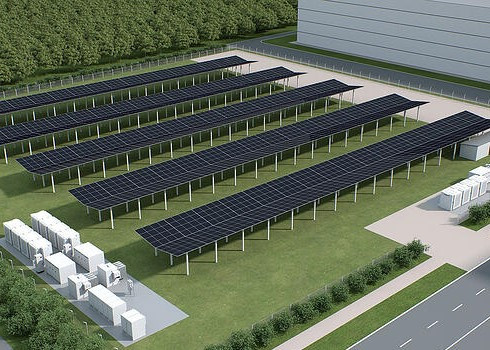 A artistic rendition of Fluence's energy storage project.