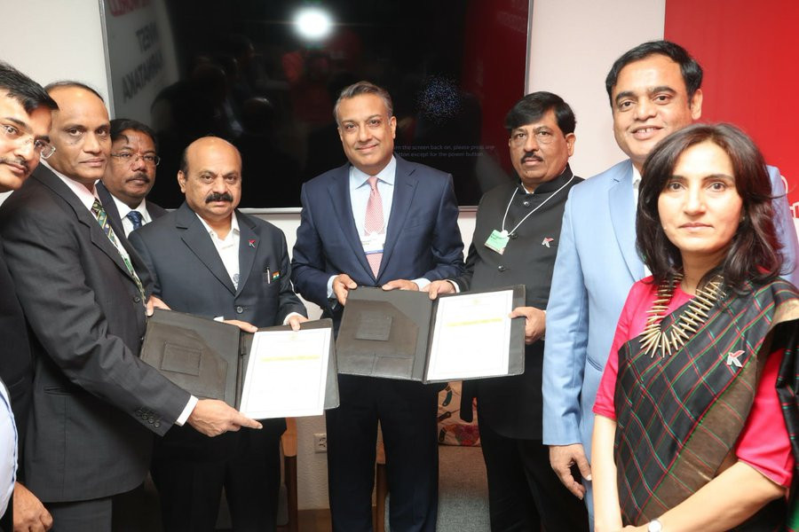 Sumant Sinha, Chairman, and MD of ReNew Power with Chief Minister of Karnataka, Basavaraj Bommai and State govt. officials.