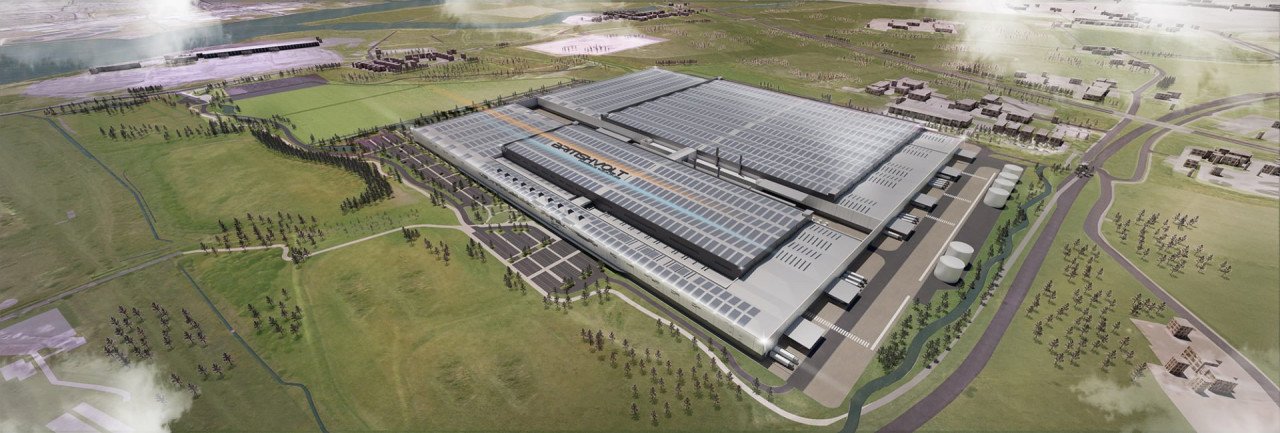 An artistic rendition of the Britishvolt giga factory. 