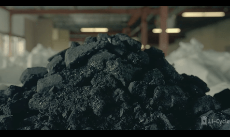 Recovered battery material in powder form.