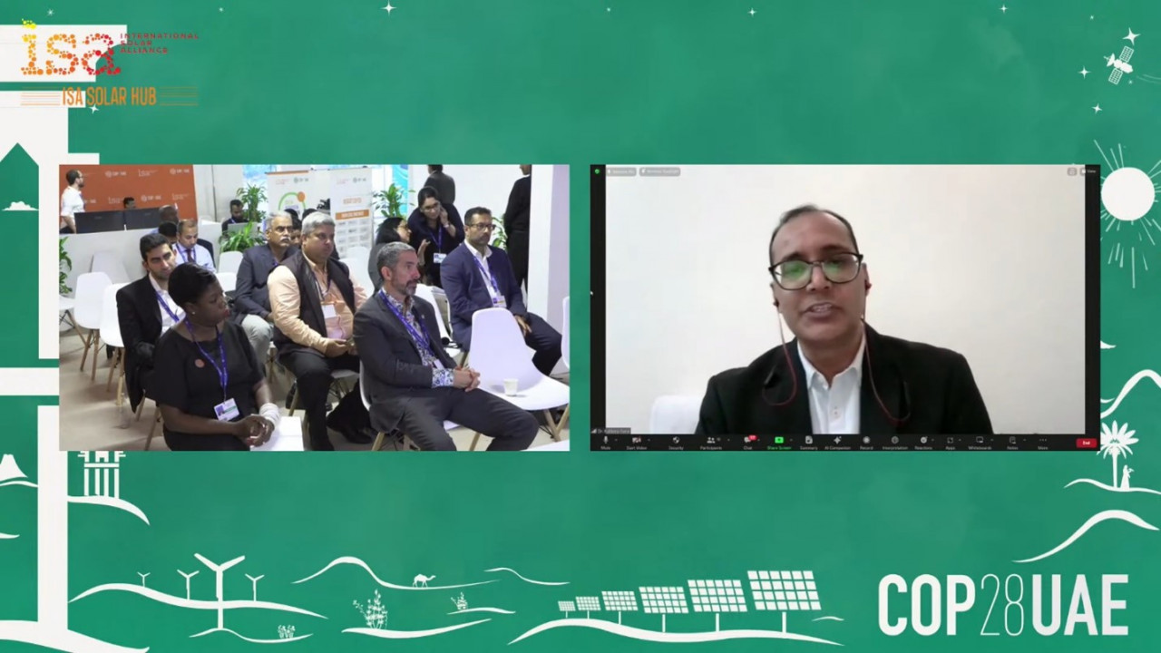 Dr. Kuldeep Rana speaking at a panel at COP28.